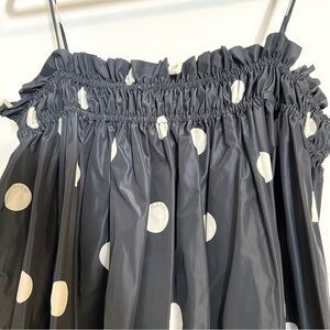 GANNI recycled polyester strap dress black & white polka dot